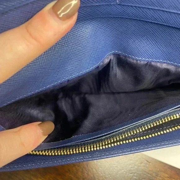 PRADA Saffiano Leather Long Wallet With Gold Hardware Blue Box included - Picture 12 of 16